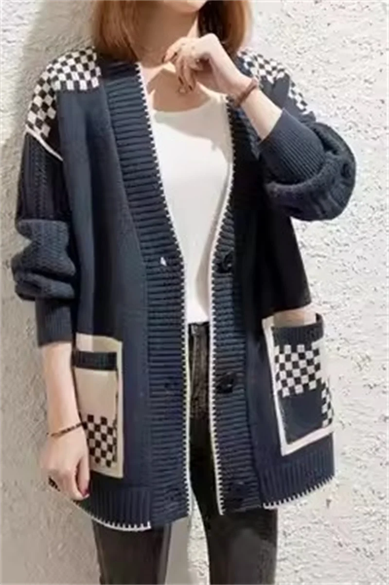 

2023 Early Autumn New Women's Wear Mid Length Knitted Cardigan Women's Winter Sweater Coat Spring and Autumn Long Sleeve Outwear