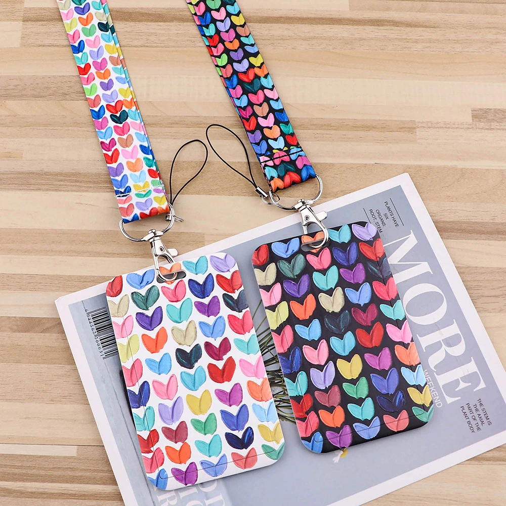 Graffiti Heart Shape Neck Strap Lanyard for Keys Keychain Badge Holder ID Credit Card Pass Lariat Mobile Phone Charm Accessories