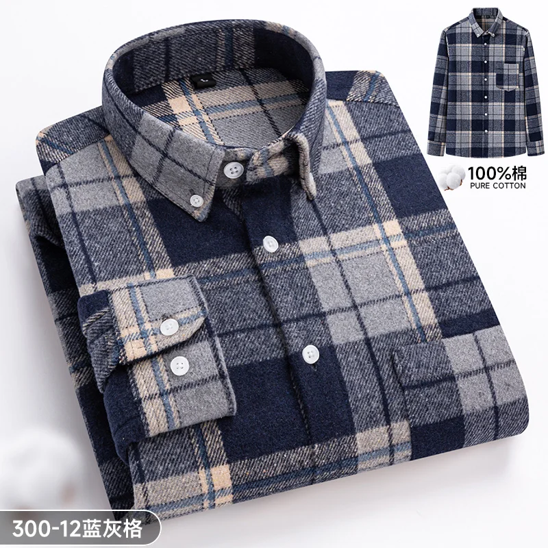 7XL Extra Thick Men's Flannel Shirts Long Sleeve Big and Tall 100 Cotton Men's Plaid Flannel Shirts Long Sleeve Men Casual