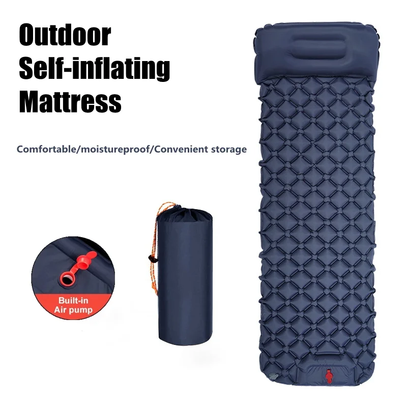 

Camping Mattress Inflatable Sleeping Pad With Pillow Built In Inflator Pump Self Inflatable Ultralight Air Mat For Tourism Beach