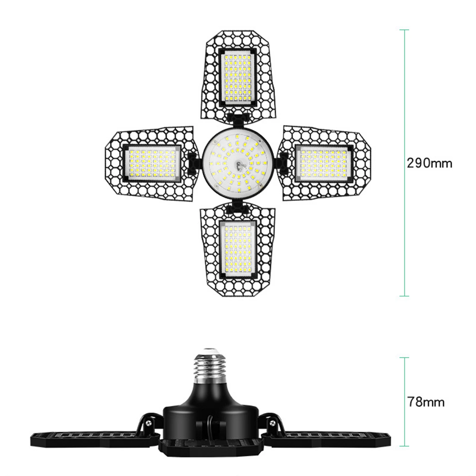 ZK30 Folding LED Garage Light E27 Transformer Garage Light 100W High Power Waterproof Industrial Lighting Canopy Lamp Quad Leaf