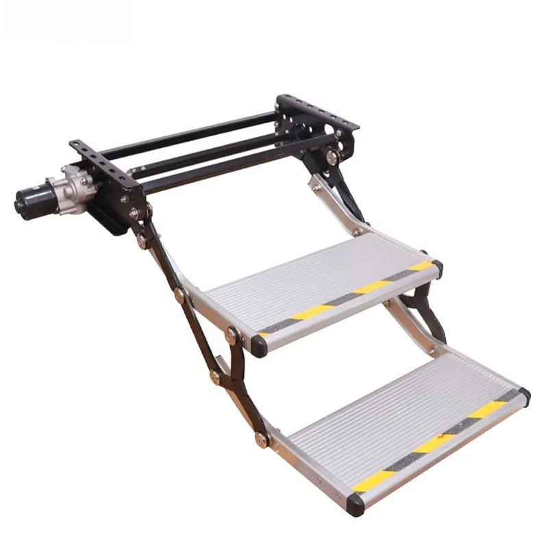 HWHongRV 12V Bus Electric Double Step Ladder for Vans Motorhome and Trailer Door Step