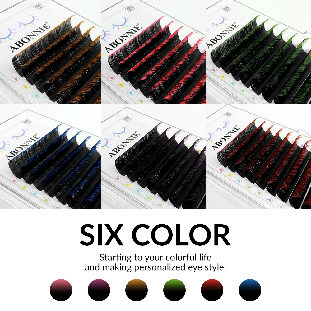 ABONNIE Mix Color Eyelashes Make up Black Gradient Red Blue Purple Eyelashes Extensions Individual Faux Mink Ombre Color Lashes