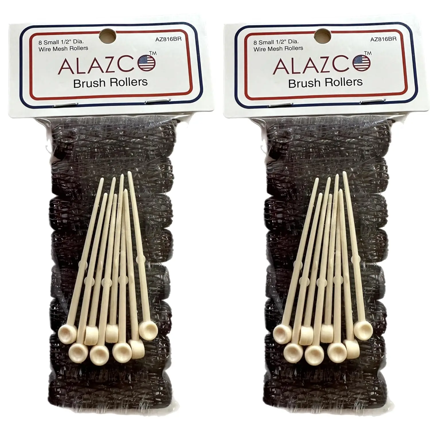 

16 Vintage Mini Hair Rollers with Locking Pins, 2x0.5 Inch, for Short Hair and Small Curls