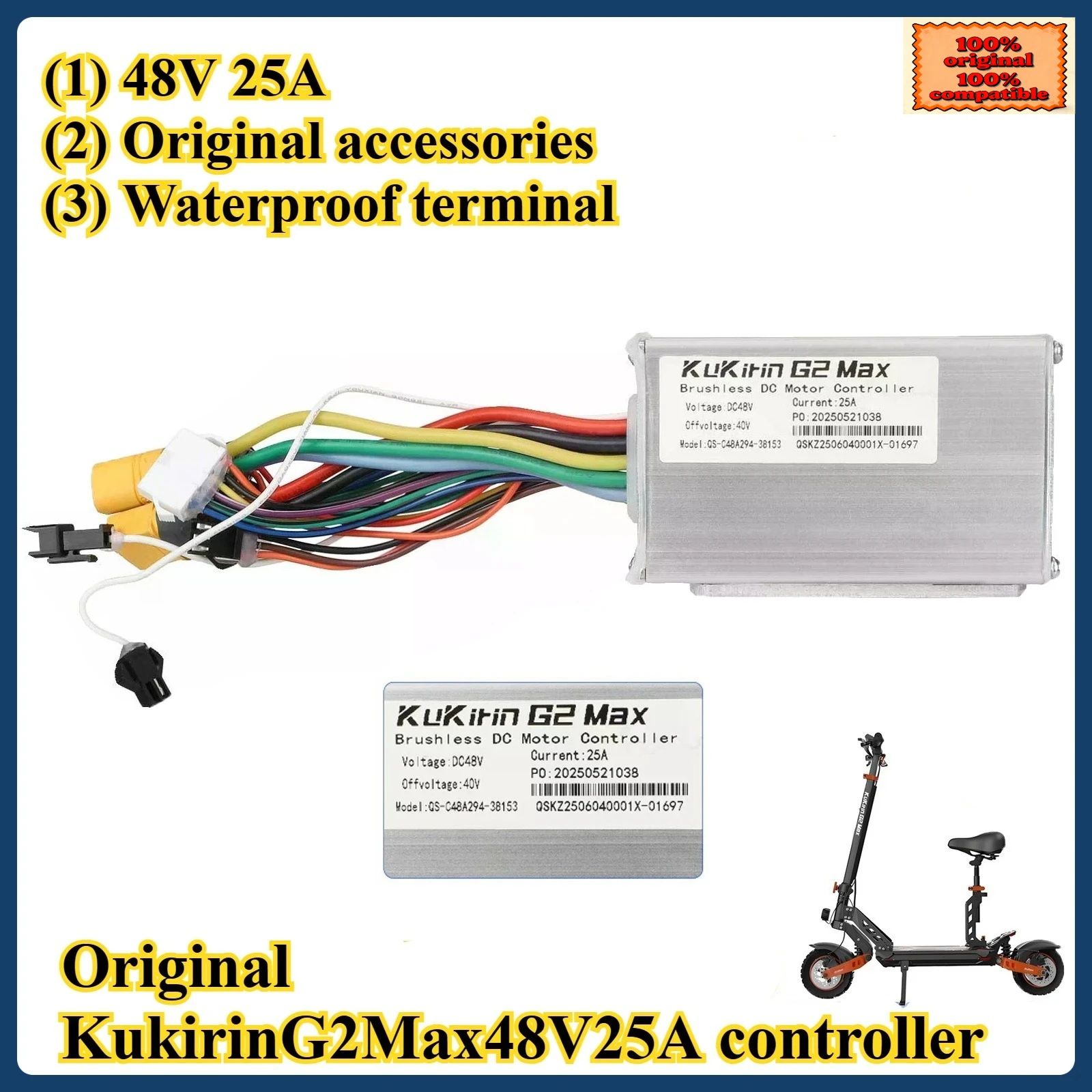 

Suitable for Kukirin G2 Max Electric Scooter Original Accessories 48V 25A Controller Display Instrument-FEIMI-16 Kit