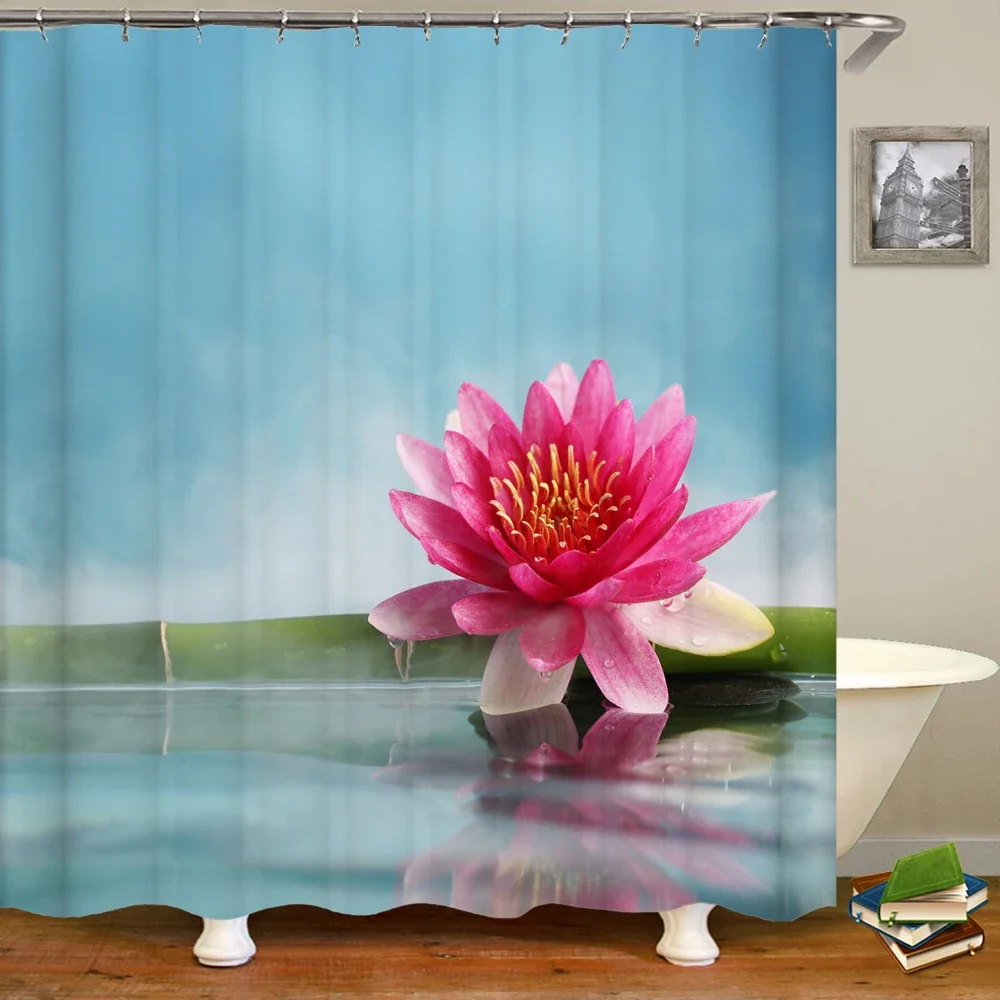 Tulip Rose Fresh Flowers Shower Curtains Waterproof Polyester Fabric 3D Printed Bathroom Screen Home Decoration Shower Curtain