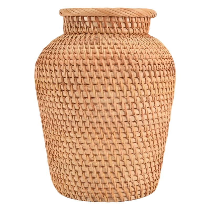 

A63K-Rattan Woven Vase Art Vase Fashion Tabletop Decoration Plants Flower Pot Faddish Flower Pot For Home Decor