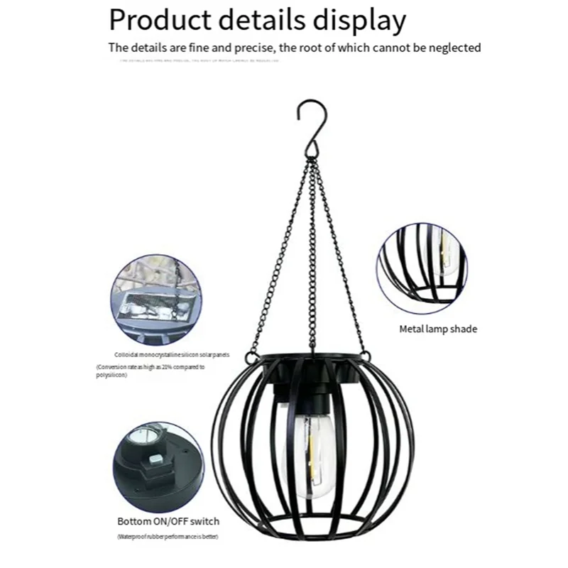

AUAU-Solar Lanterns Наружные фонари, Металлические солнечные фонари, Яркие подвесные солнечные фонари Наружные водонепроницаемые 2 шт.