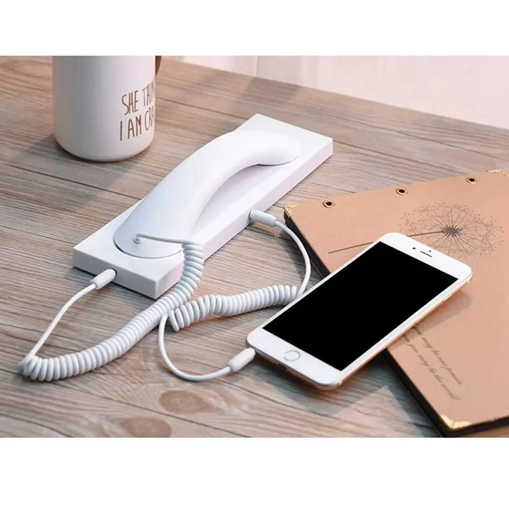 Noise Reduction Retro Telephone Handset Type-C/3.5mm Ergonomic Hold Wired Microphone Handset Easy To Use with Microphone Recess