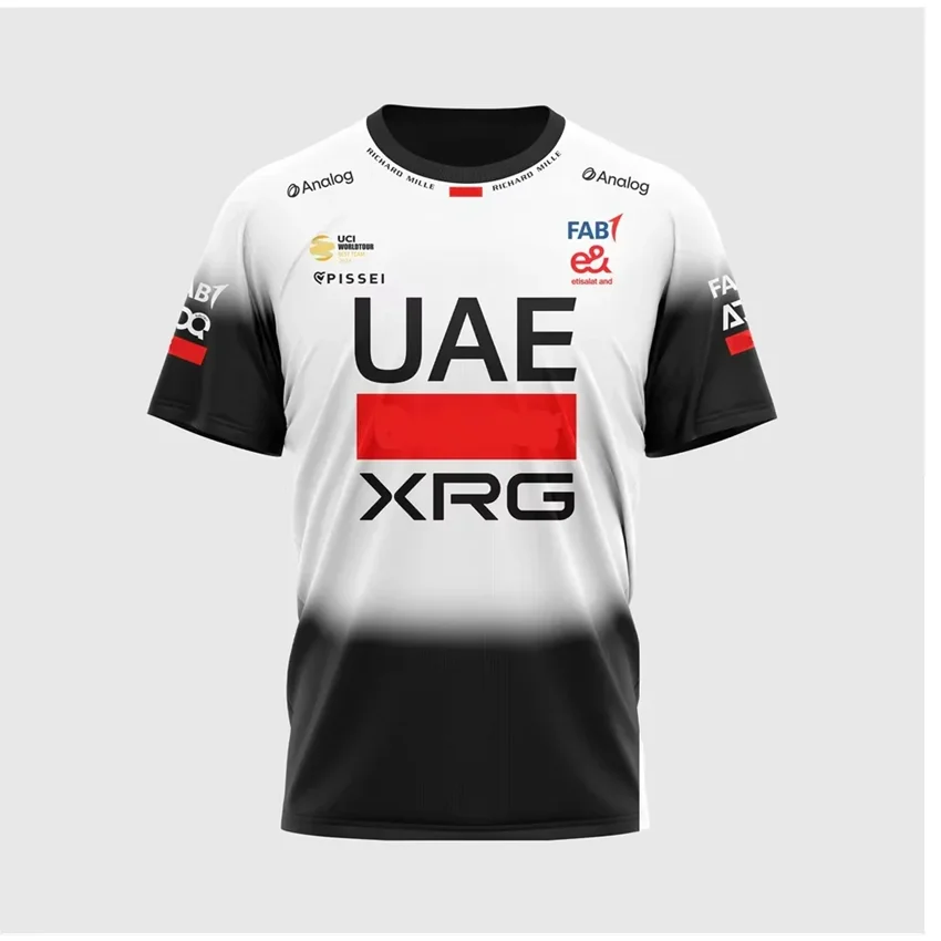 الرجال جديد الصيف النساء قصيرة الأكمام بلايز قمصان الأطفال الدراجات جيرسي دراجة Tadej Pogacar 2025 الإمارات العربية المتحدة فريق جيرسي تي شيرت رياضي