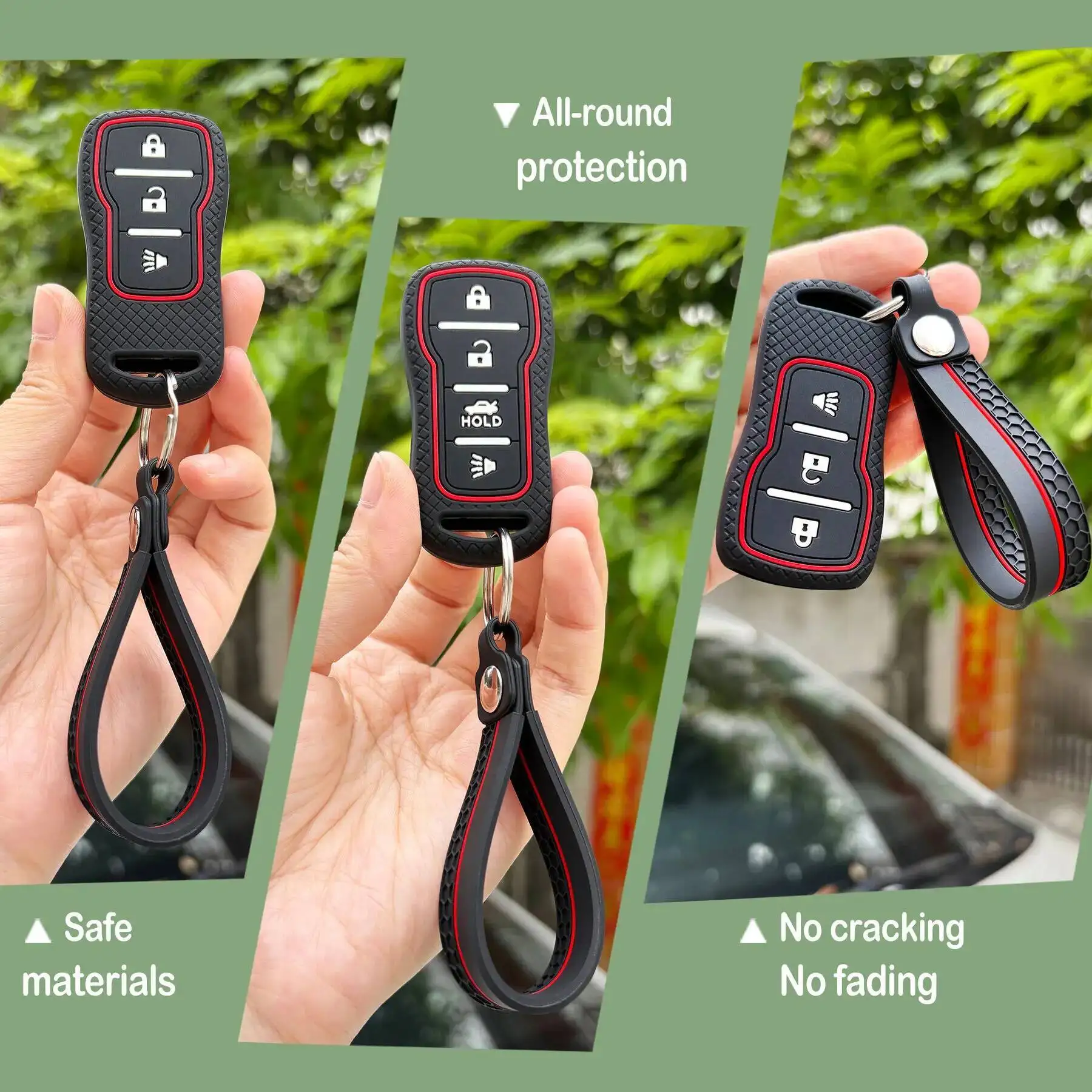 حامل سلسلة مفاتيح من السيليكون لنيسان تيدا سنترا X-trail T30 ألتيما فرونتير ماكسيما لإنفينيتي QX56 JA60 FX35 غطاء حافظة مفاتيح #2