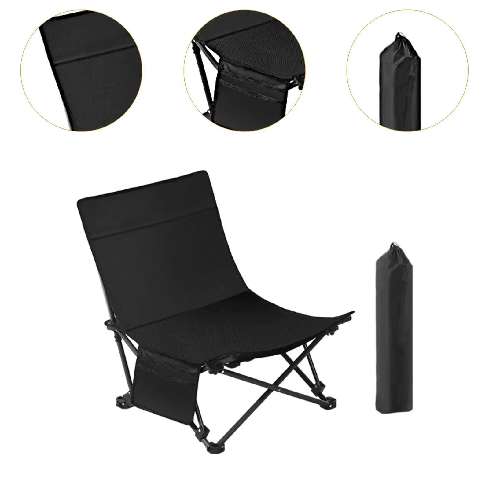 Folding Camping Chair Nonslip with Side Pocket Simple Portable Folded Chair for Backyard Hiking Barbecue Picnic Sporting Events