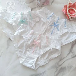 Women Milk Silk Cute Lovely Sweety Underwear Thin Breathable High Elasticity Soft Panties Ribbon Bow Lolita Princess Breifs