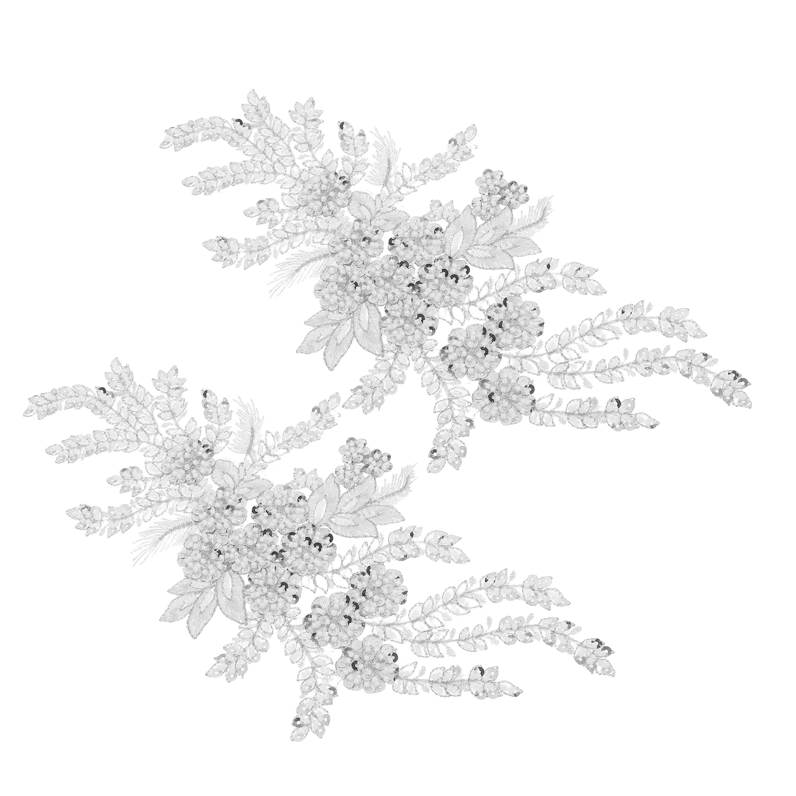 

2Pcs Embroidery Lace Accessories Sequin Floral Appliques Sew on Dress Patches Bridal Sequined Decor Elegant DIY Fashion Styles