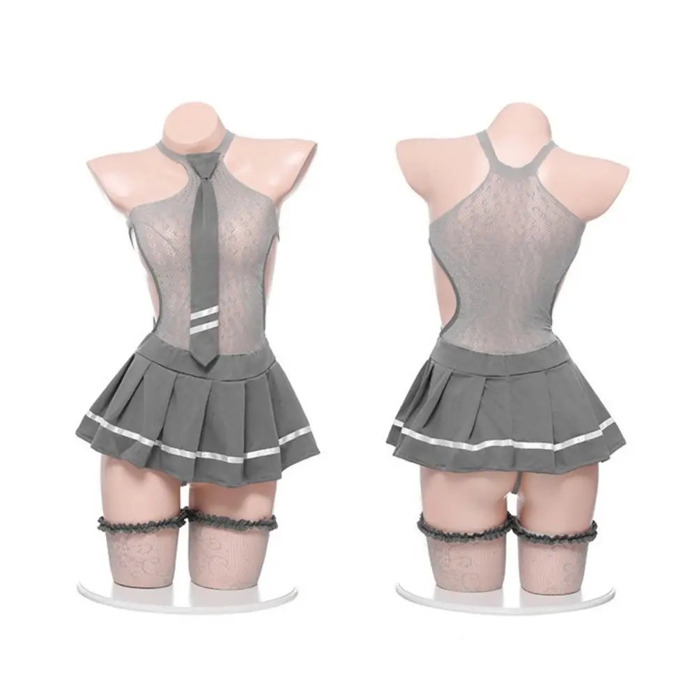 

Прозрачная сетчатая полая ночная рубашка без рукавов, ночная рубашка JK, униформа, ночная рубашка, нижнее белье, женский комплект нижнего белья для косплея