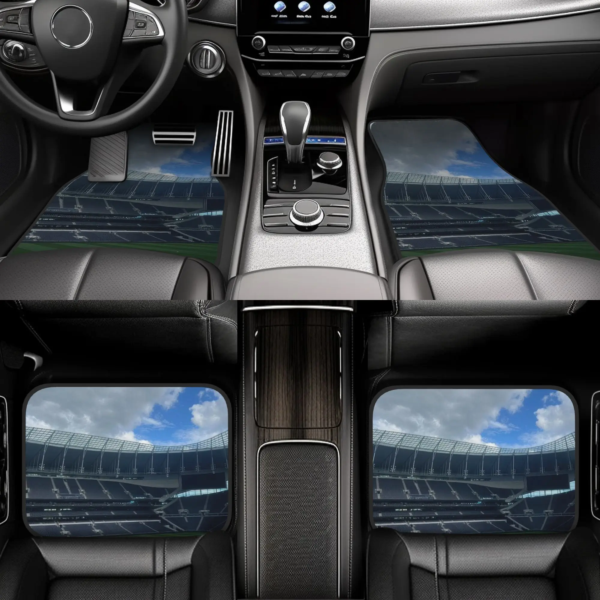 4pcs THFC Stadium Car Floor Mats - Durable Polyester Fiber, Fit For Cars, Playful Design With Realistic Stadium Scene, Ideal Gif