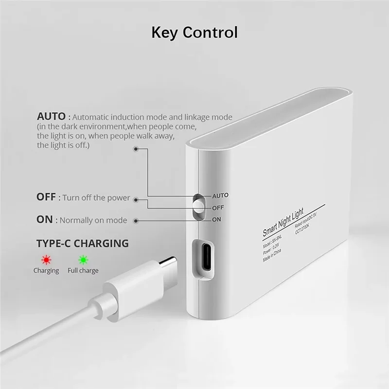 

A25F-Corridor Motion Sensor Led Night Light Wireless Magnetic Rechargeable Smart Warm Stair Lights Cabinet Lamp