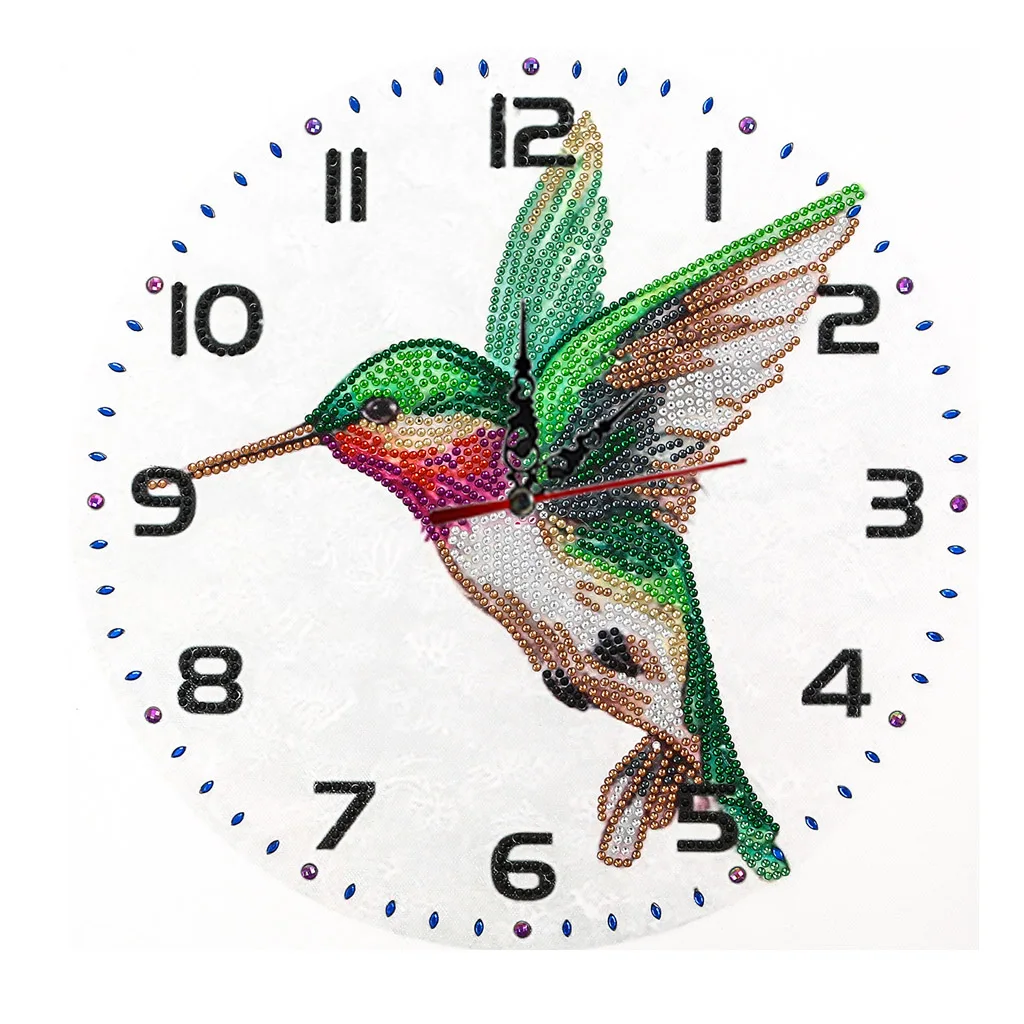 1 DIY Floral/Animal Pattern Diamond Painting Clock, Frameless Canvas Material and Sports Wall Decoration Diamond Art Clock - view 6