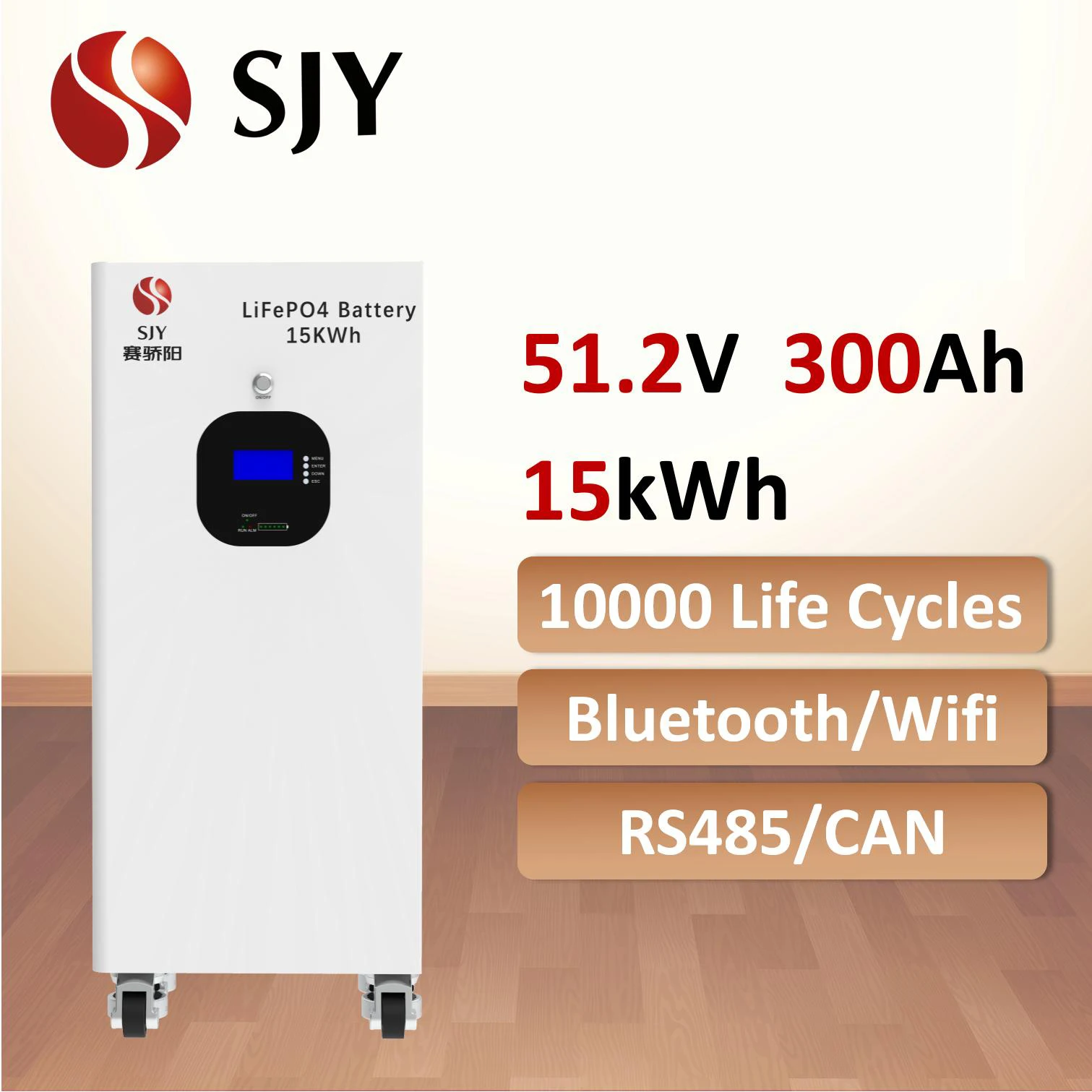 

SAIJIAOYANG (48V) 51.2V 300Ah 15KWh Lifepo4 Powerwall Battery Built-in BMS for Home Energy Solar Storage System
