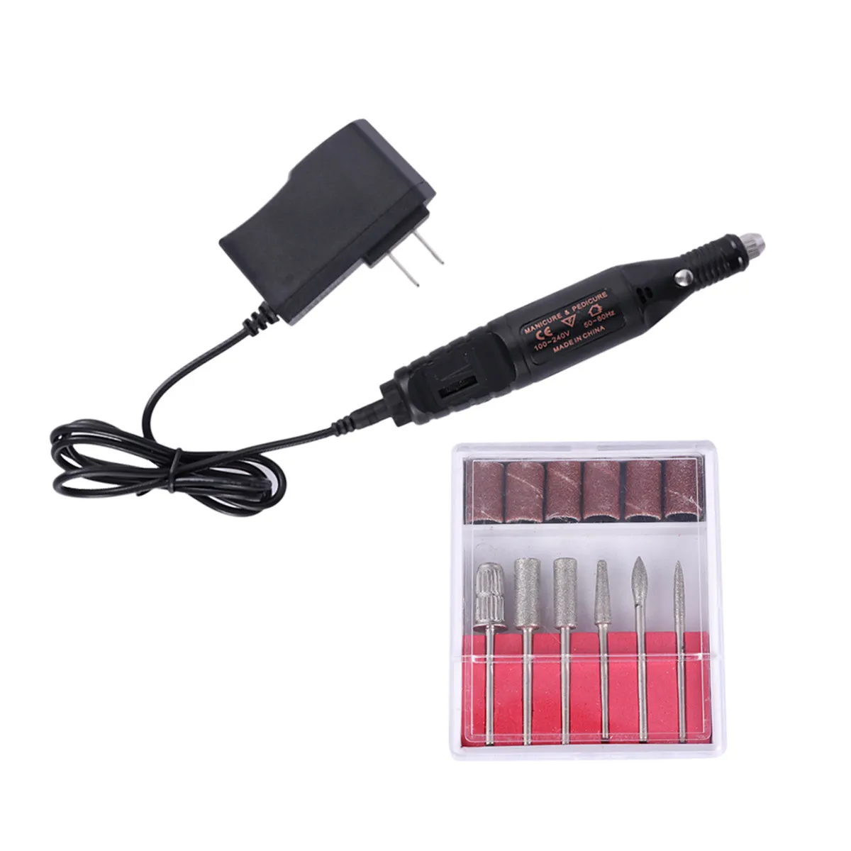 Lima Eléctrica para Uñas, Herramienta de Manicura y Pedicura, Brocas de 24mm y 32mm, para Acrílico, Pulido, Bajo Ruido, Enchufe Americano