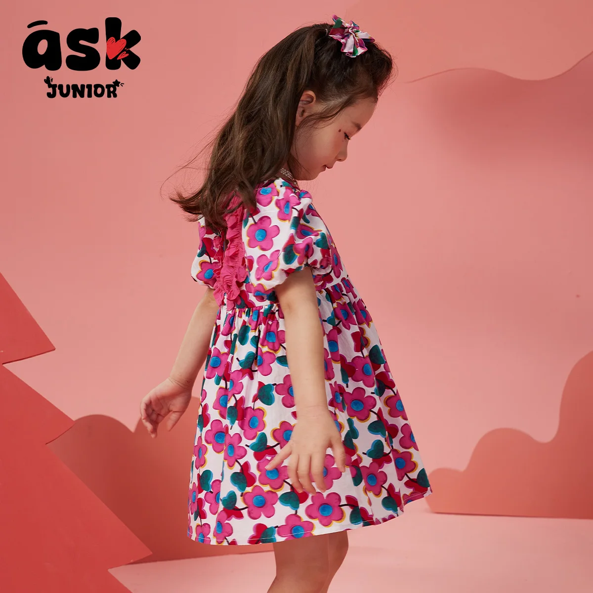 فستان طويل للفتيات الصغيرات لقضاء العطلات على الشاطئ وأكمام فقاعية للرياح #4