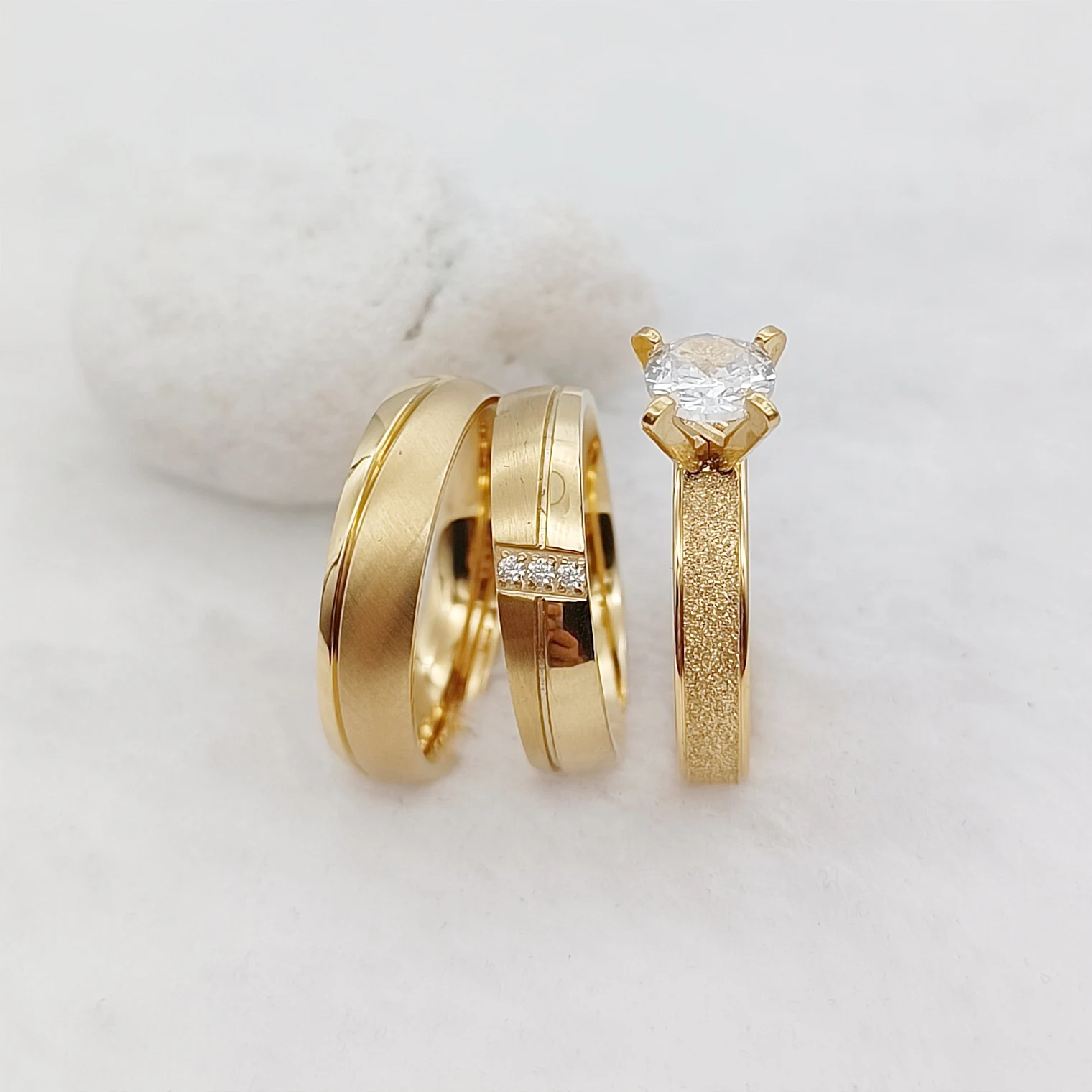 Dochais Lot De 3 Bagues En Or Pour Femme, Plaquées Or 14 Carats, Grosses, Réglables, Simples