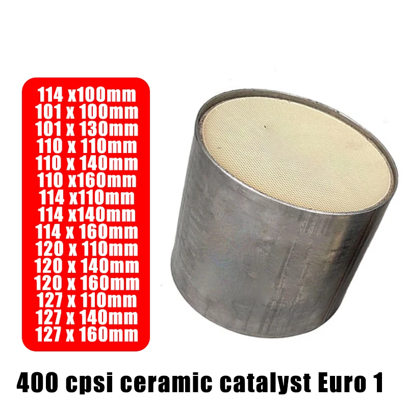 400 Cpsi Catalytic Converte EURO 1 High Flow 101/114/120/127*100 Mm Sport Catalyst Three Way Round Ceramic Substrate Universal