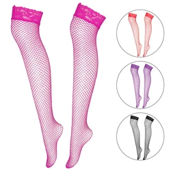 Sexy Fishnet Stockings Women Summer Thin Transparent Mesh Thigh High Stockings Elasticity Over Knee Nylon Stocking 6 Color