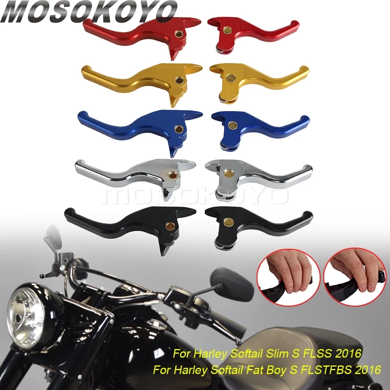 Motorcycle 2 3 Fingers Hand Control Handle Brake Clutch Lever Kit Part For Harley Softail Slim S FLSS 2016 Fat Boy S FLSTFBS 16