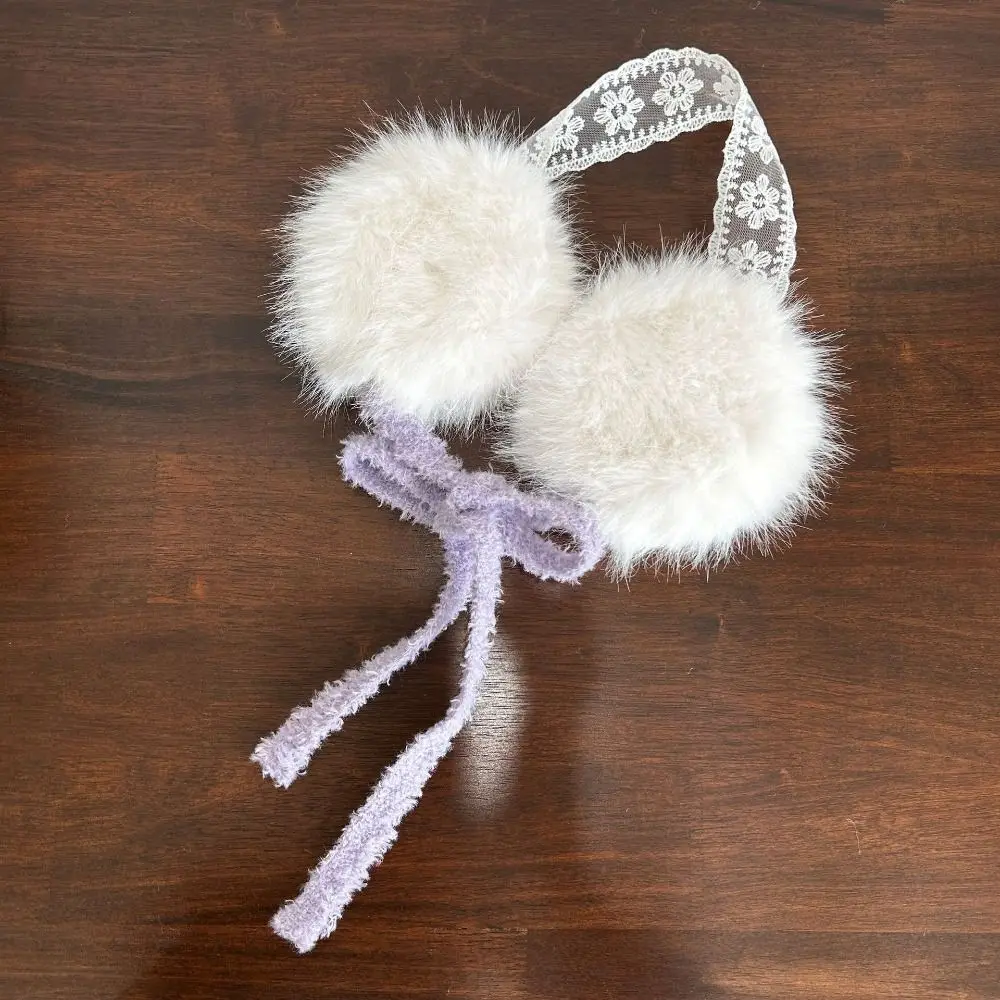 Bonito orelha boné rendas de pelúcia earmuffs jk headwear engrossar inverno earmuffs aquecedores de orelha à prova de vento quente orelha muffs menina