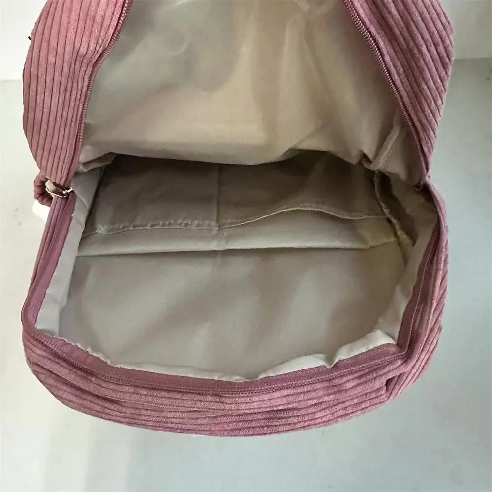 Sac à Dos en Velours Côtelé avec Nom Brodé Personnalisé pour Fille, Sacoche d'Extérieur Simple pour Lycéen et Campus