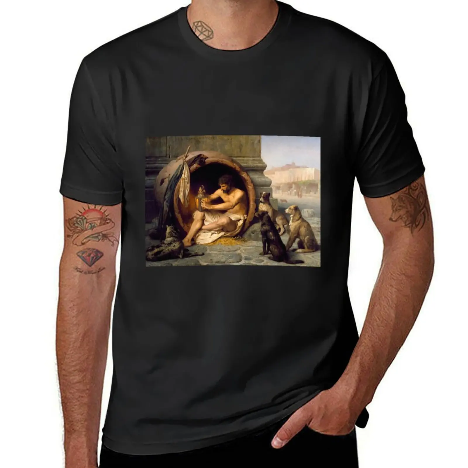 Diogenes the Cynical Philosopher and his dogs T-Shirt Aesthetic clothing anime quick drying anime clothes mens workout shirts