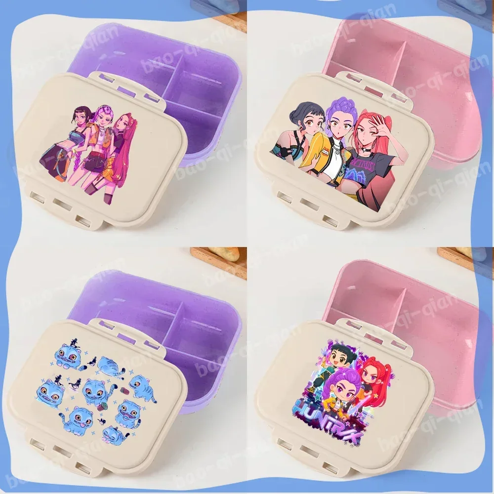 kpop Demon Hunters Lunch Box Anime Large Capacity Food Storage Containers Picnic Lunchbox Office Dinner Case Lumi Mila Hunter - view 3