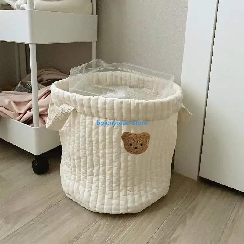 

900B Bear Storage Bucket Cotton Storage Basket Diaper Bag Large Capacity Cotton Storage Bin for Home Nursery Room