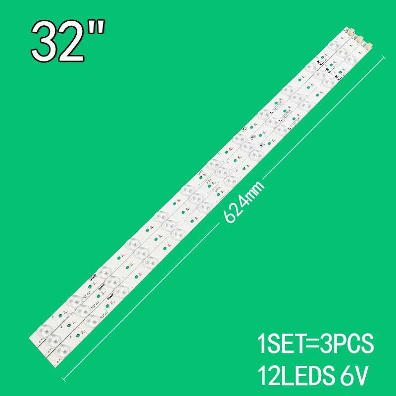 

1SET=3PCS 12LEDs 6V 624mm Suitable for Toshiba 32-inch LCD TV backlight strip C102Y28WCA003521B13 A HX-S(I) 94V-0