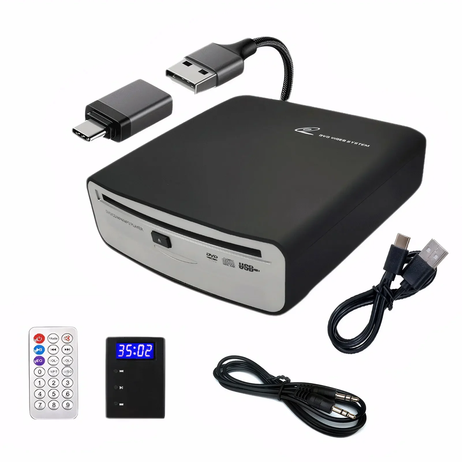USB Interface Car CD Dish Box SUV External Stereo Radio Dish Box Car Slot-loading CD/DVD Player For Android Car Interior Parts