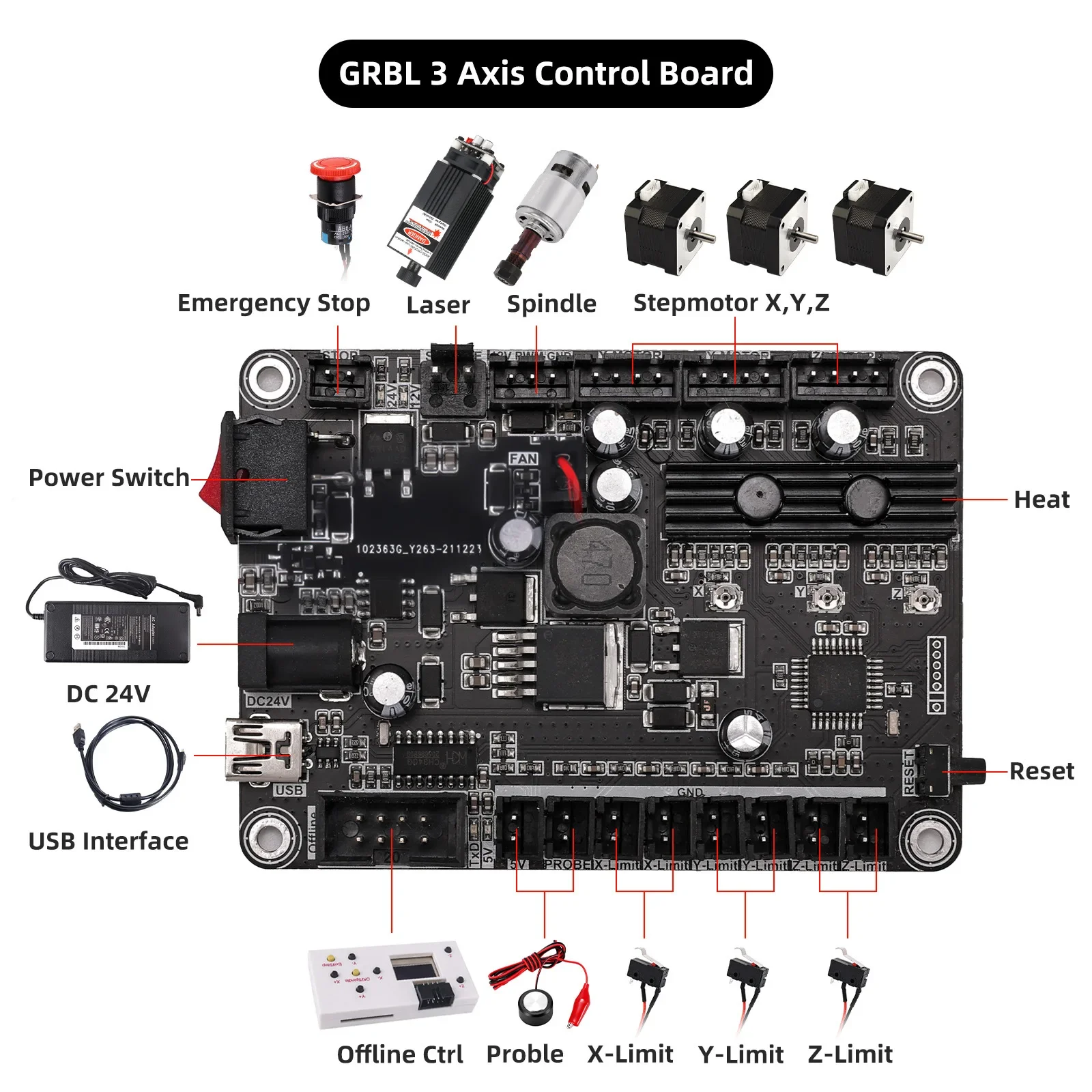 GRBL Control Board Off-line USB 3-axis Control Board for Laser Engraving Machine DIY Small CNC Engraving Machine