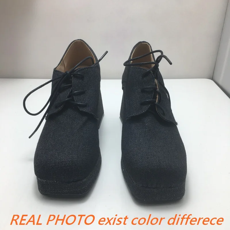 

ORCHA LISA Retro Female Pumps Platform Fabric Lace Casual Daily Women Shoes Plus Size 46 47 48 Square Toe Block Heels 9.5cm Cool