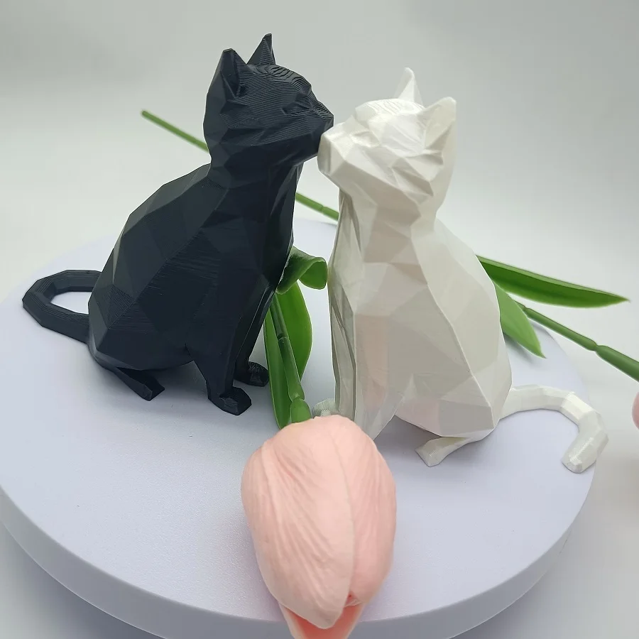 

3D Printed Cat Ornaments, Geometric Rhombic Cat Models, Living Room, Study and Office Decorations, Festival Decorative Gifts