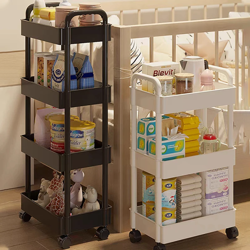 3-5 Tiers Trolley Organizer Auxiliary Cart With Wheels Shelf Kitchen Furniture Cabinet Storage Rack Drawers Bathroom Mobile Cart