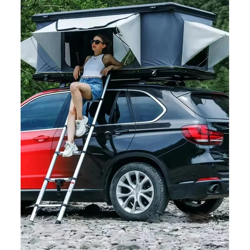 Aluminum Chile Roof Top Tent For Camper Van 5 Person One Bedroom Four-Season Can Fabric Fiberglass Shell