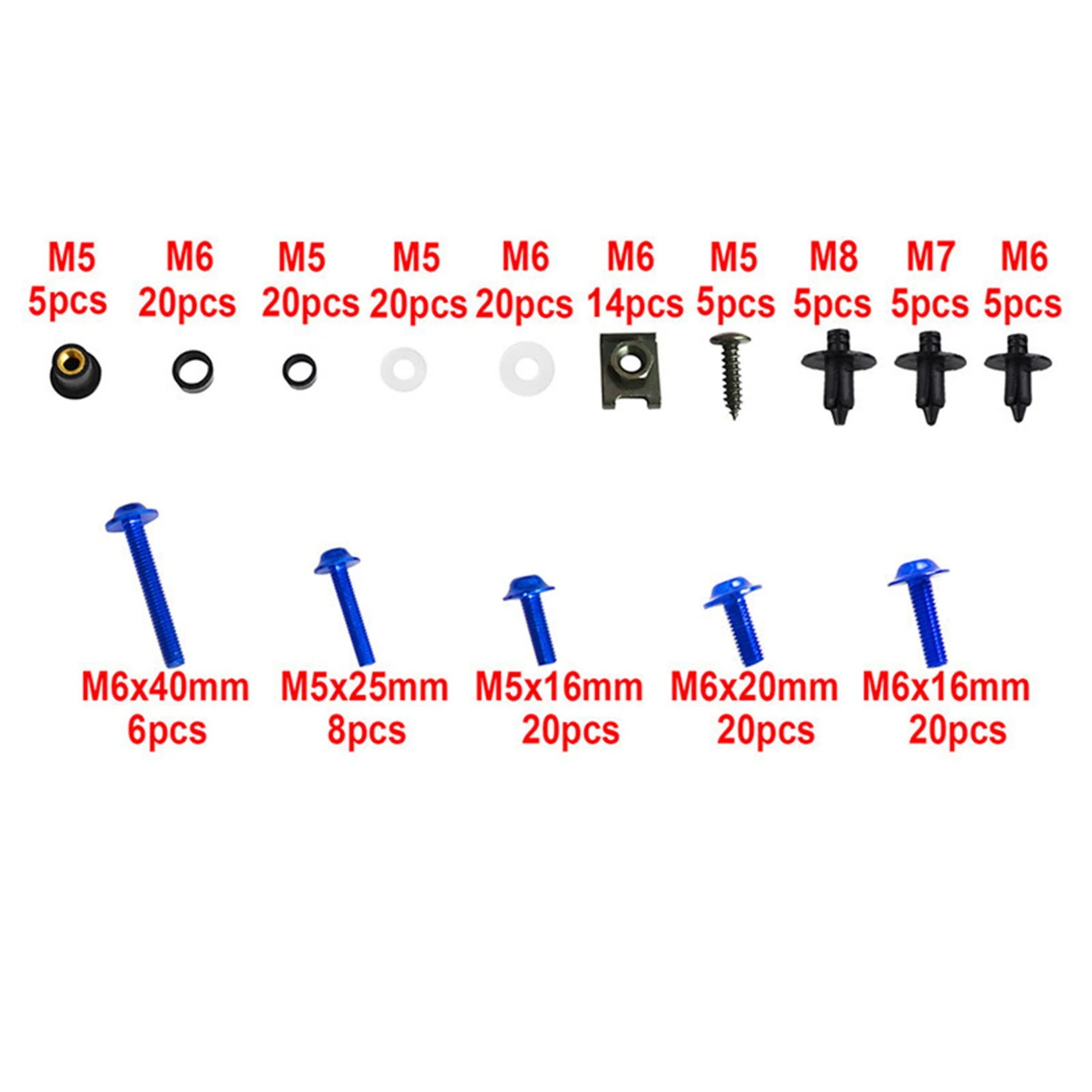 195PCS Motorcycle Fairing Bolt Screw Nut Kit Bodywork Screws Motorcycle Universal Kit