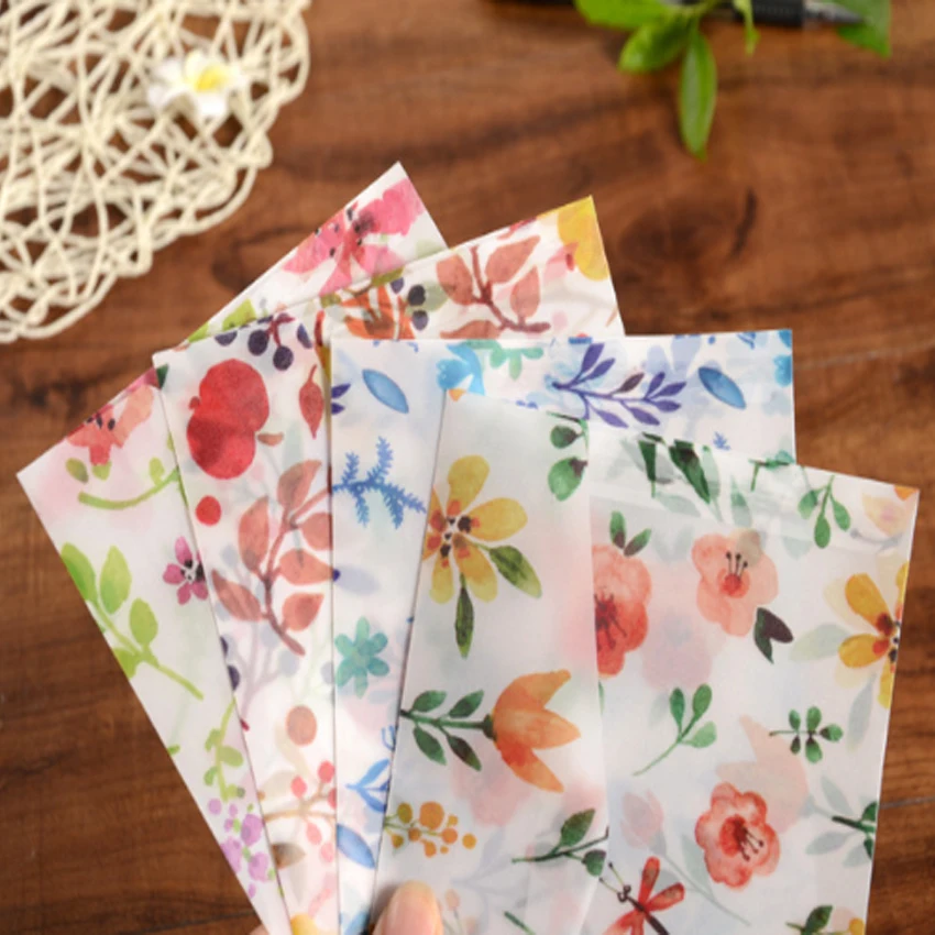 10pcs/lot  Cute Flowers Sulfuric Acid Paper Translucent DIY Multifunction Kraft Envelope