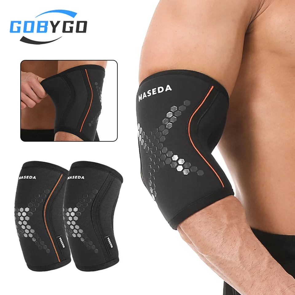 GOBYGO 1Pcs Elbow Pads Thick Neoprene Honeycomb Silicone Dots Neoprene Knee Pads Stabilizing Decompression Protection Tendons