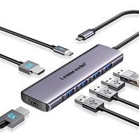 Lemorele TC66L 7-in-1 USB C Hub Docking Station with 4K HDMI 100W PD Multi Splitter Adapter for MacBook Windows iOS USB Type C