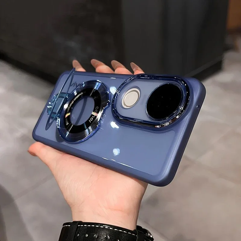 

Чехол для Vivo V50 5G, магнитный держатель, кронштейн, чехол для Vivo V 50, прозрачный мягкий силиконовый чехол, защитный бампер для камеры