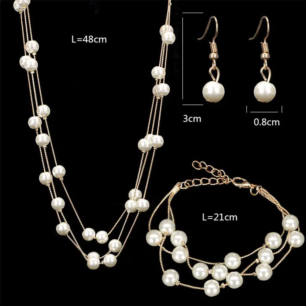 Orecchini di perle di perline bracciale collana di perle multistrato Set di gioielli Set da sposa Set di orecchini di collana