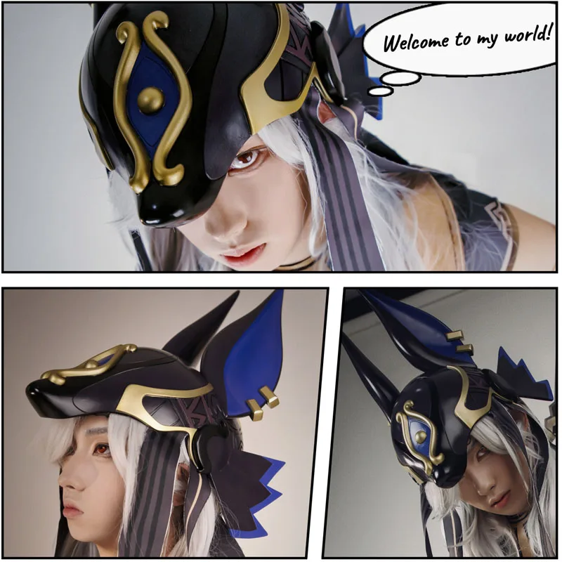 Game Genshin Impact Cyno Cosplay FRP Helmet Mask For Adult Men Cyno Hat Costume Accessories Halloween Carnival Party Mask Props