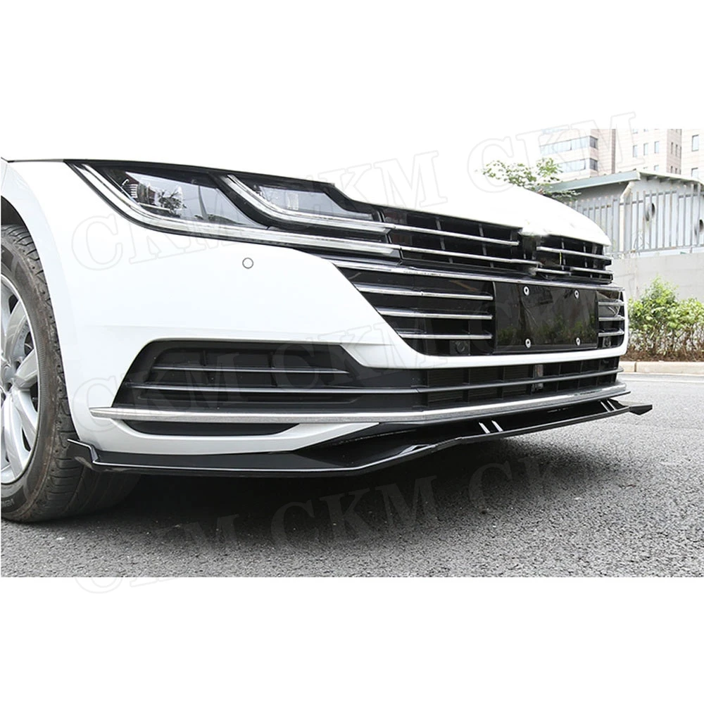 

CKMUUER Car Head Bumper Chin Aprons Guard Front Lip Spoiler For Volkswagen VW CC 2019 2020 Carbon Look Black Car Styling