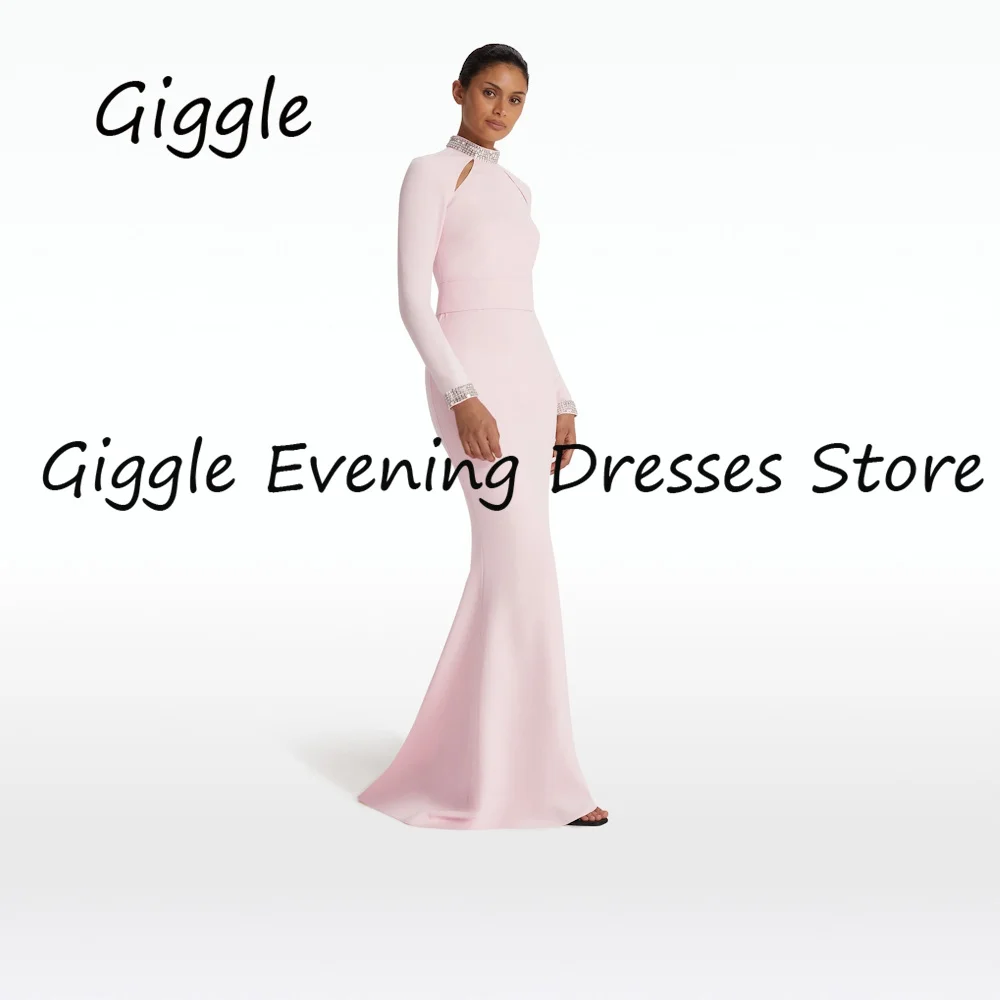 Giggle Crepe Mermaid O-neck Sequins Formal Elegant Prom Gown Floor Length luxury Evening Party Dresses for Women 2023